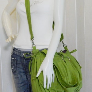 Pear canvas cross body bag, shoulder bag with adjustable strap, gift for her, messenger bag, travel hobo bag, bag with pleats Pumpkin image 3