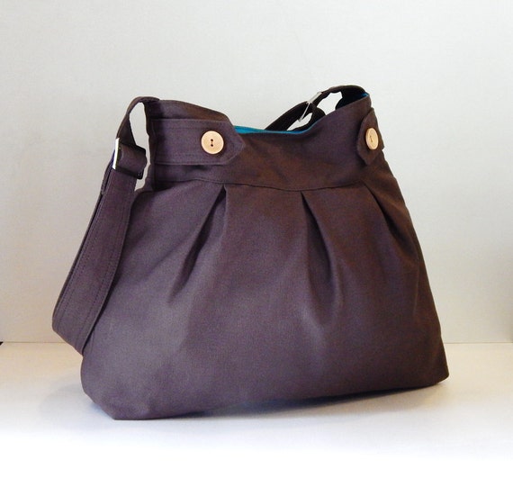 Sale Chocolate brown canvas bag Messenger / Diaper bag / Etsy