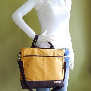 Golden Yellow Water-Resistant nylon bag Messenger bag, Tote, Travel bag, Diaper bag, Crossbody bag, Women carry all bag CINDY image 3