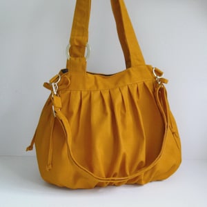 Senfgelbe Umhängetasche aus Canvas mit verstellbarem Riemen, Geschenk für Sie, Umhängetasche, Reisetasche, Wickeltasche - Kürbis