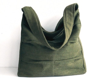 Forest Green Twisted Hemp Bag, shoulder bag, women bag, diaper bag, handbag, unique, stylish, medium size purse, everyday bag - LISA