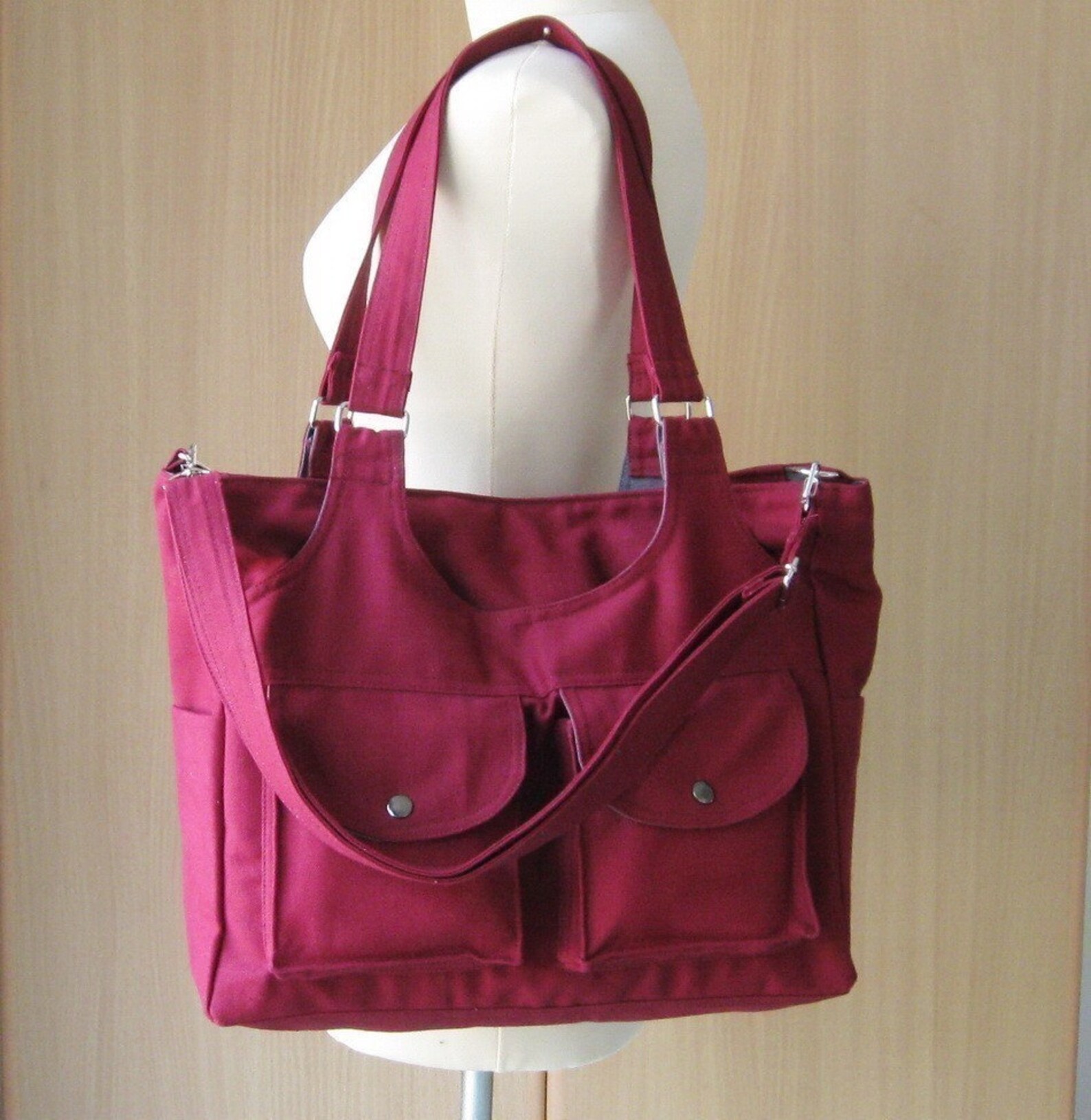 Sale Maroon Canvas All purpose Bag 3 Compartments Etsy