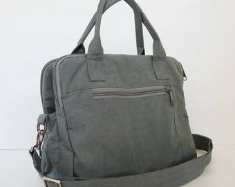 Graue Nylon Umhängetasche: Wasserfeste Reisehandtasche, benutzerdefinierte leichte Umhängetasche - ELIZA