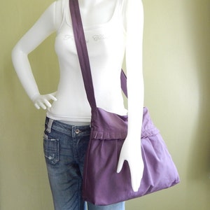 Plum Canvas Ruffle canvas Bag, shoulder bag, women crossbody bag, durable messenger bag, custom made bag, Travel bag, everyday bag SHANNON image 4