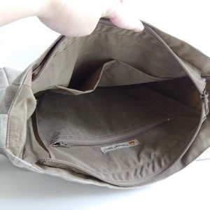 Natural Color Linen messenger bag, crossbody bag, everyday bag, zipper closure bag, gift for her, shoulder bag, made to order bag MELANIE image 5
