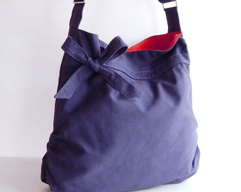 Canvas messenger bag with adjustable strap, light weight bag, bag with bow, crossbody bag, women travel bag, shoulder bag, unique - Dessert