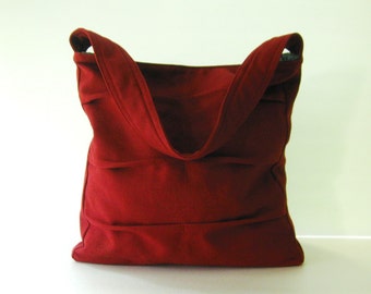 Deep Red Twisted Pure Hemp Bag, shoulder bag, small diaper bag, unique, stylish, purse for women, everyday bag - LISA