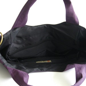 Water-Resistant Nylon in Deep Plum diaper bag, crossbody bag, messenger bag, laptop bag, zipper closure school bag, travel bag ALLISON image 5