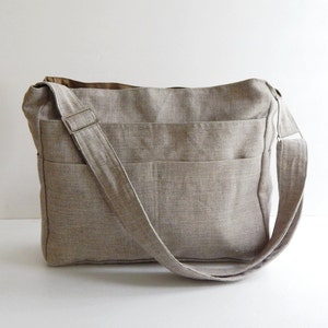 Bolso bandolera de lino color natural, bolso bandolera, bolso de diario, bolso con cierre de cremallera, regalo para ella, bolso de hombro, bolso hecho a medida - MELANIE
