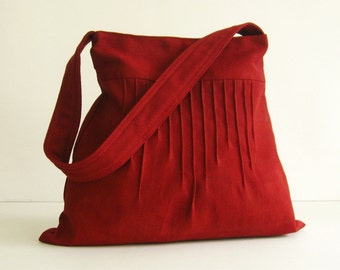 Deep Red Pure Hemp Bag - Women Purse, light weight bag, everyday bag, hemp purse, custom made bag, shoulder bag, made to order bag - KIMMY