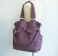 Plum Canvas Tote Bag with Bow, Adjustable Crossbody Custom-Made Shoulder Bag - ABBY product logo