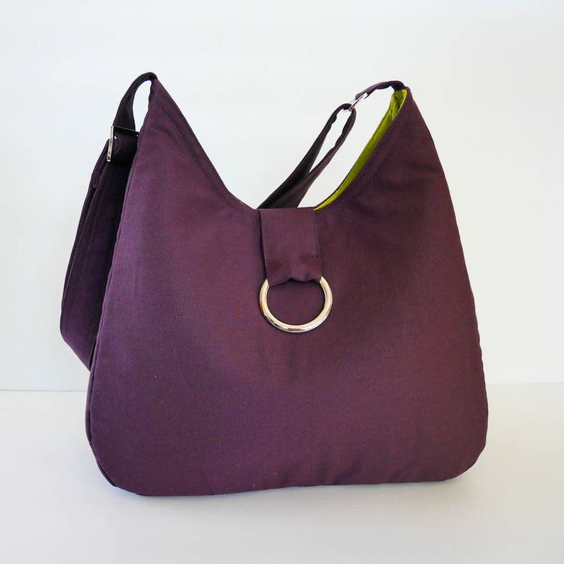 Deep purple Canvas Bag Shoulder bag, Cross body bag, Diaper bag, Purse, Messenger bag, Travel bag, Women everyday bag Katie image 1