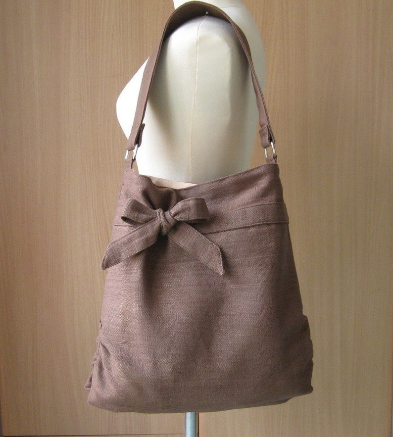 Chocolate Brown Hemp Tote Bag Shoulder Bag Handbag for Etsy