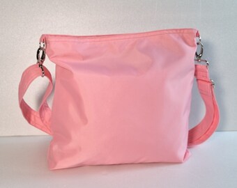 Pink Water Resistant Nylon Messenger Bag - Shoulder Bag