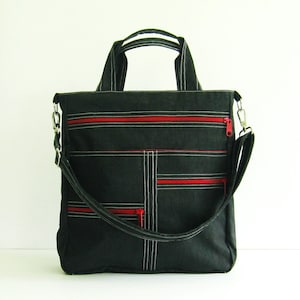 Schwarze Wasserfeste Kuriertasche, Crossbody-tasche, Windeltasche, Schultasche, Reißverschlusstasche, Reißverschlusstaschen, Frauen tragen alle - MELISSA