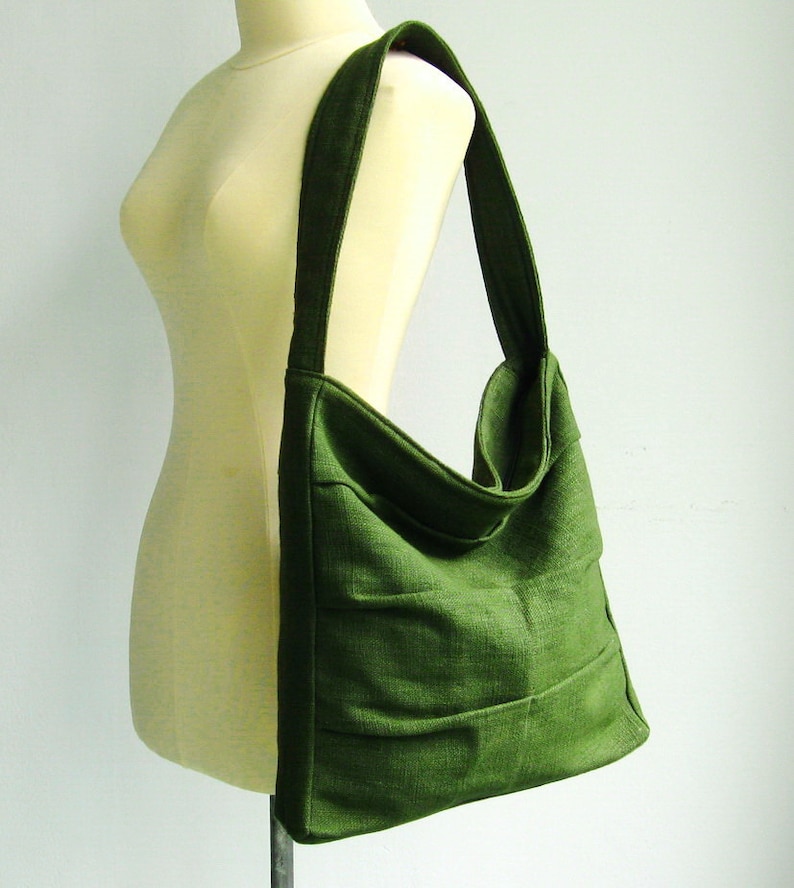 Forest Green Twisted Hemp Bag, shoulder bag, women bag, diaper bag, handbag, unique, stylish, medium size purse, everyday bag LISA image 3