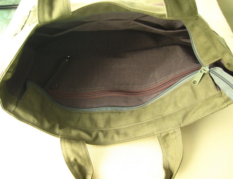 Dark Olive Canvas All purpose Bag, Crossbody bag, Diaper bag, Messenger bag, Tote, Travel bag, Women laptop bag, gift for her SUNNY image 4