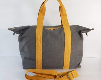 Grey, Water-Resistant Tote, Gym bag, Shoulder bag, Diaper bag, Messenger bag, Project bag, Carry all bag,Travel Overnight bag - JASMIN