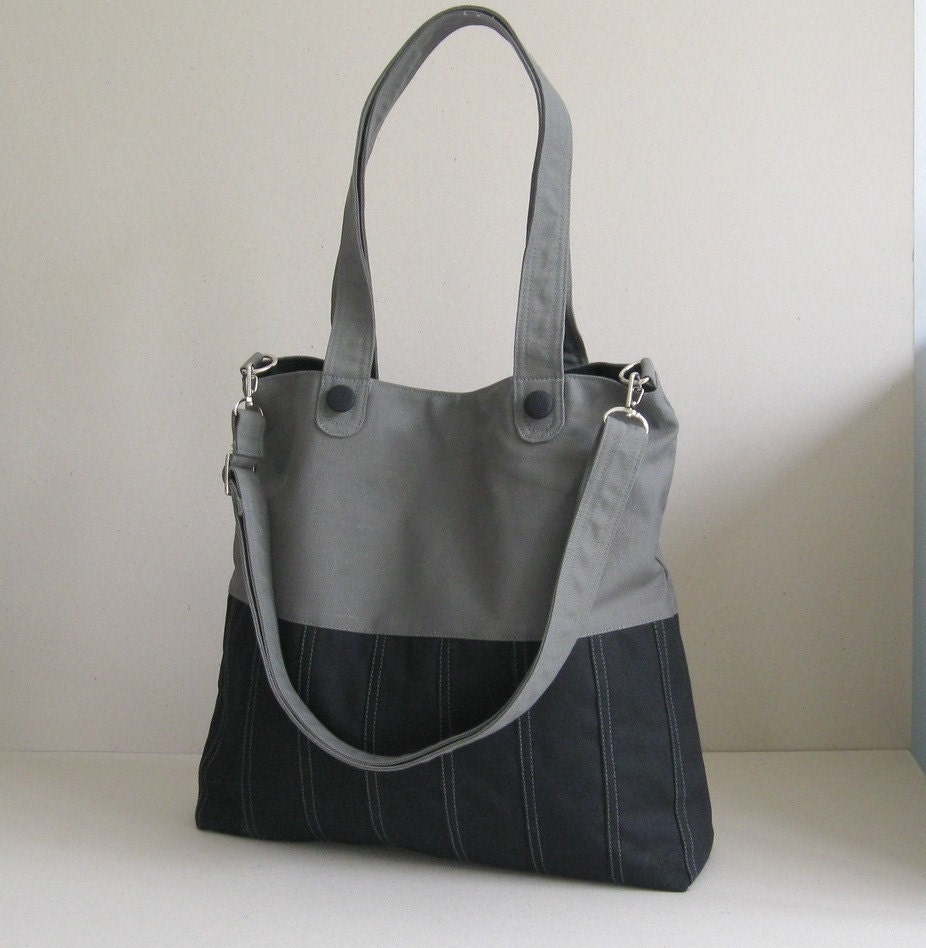 Sale Black/Grey Canvas Bag tote purse women everyday | Etsy