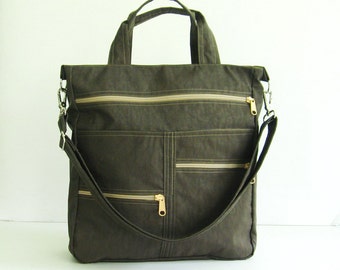 Chocoladebruine waterbestendige tas, messenger, crossbody, schooltas, luiertas, ritszakken, alledaagse tas, draagtas - Melissa