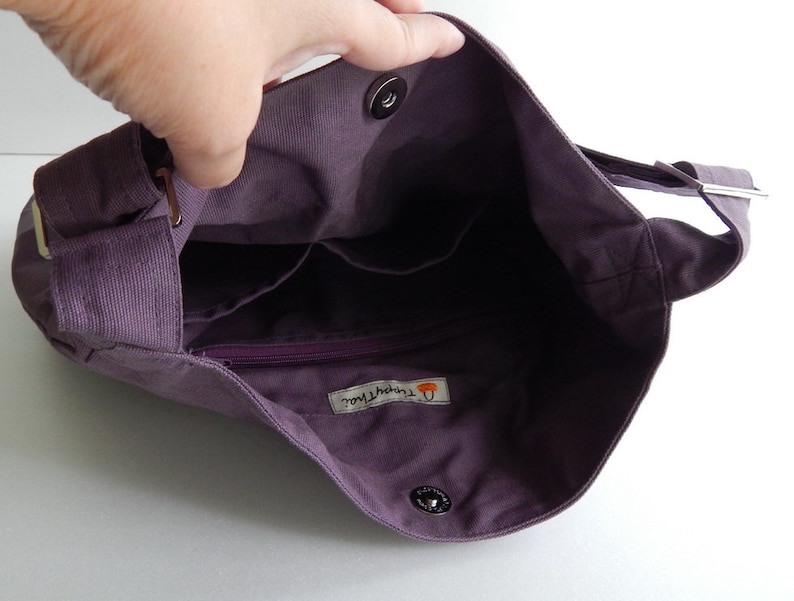 Plum Canvas Ruffle canvas Bag, shoulder bag, women crossbody bag, durable messenger bag, custom made bag, Travel bag, everyday bag SHANNON image 5