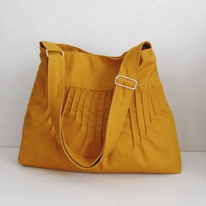 Mustard yellow Canvas Messenger Bag - Cross body bag, Shoulder bag, everyday bag, small diaper bag with bottle pockets, gift - Blythe