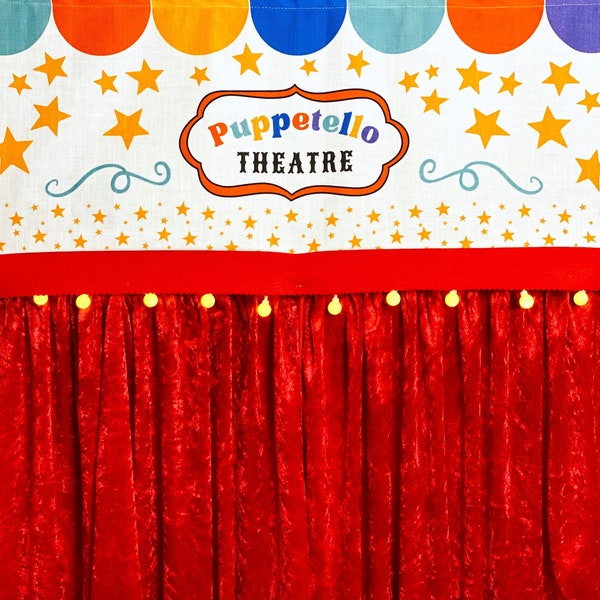 Puppet Theatre Rainbow - Kids Doorway Toy Performance Personalised Custom Name