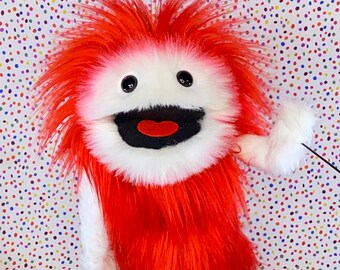 RED FURGAL - Hand Puppet Synthetic Faux Fur Muppet Monster Arm Rods