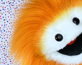 ORANGE FURGAL - Hand Puppet Synthetic Faux Fur Muppet Monster Arm Rods