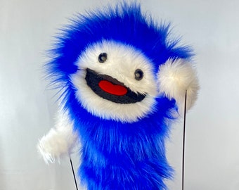 BLAU FURGAL - Handpuppe Kunstpelz Muppet Monster Arm Stäbe