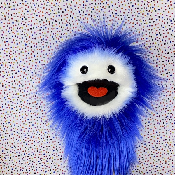 BLUE FURGAL - Hand Puppet Synthetic Faux Fur Muppet Monster Arm Rods