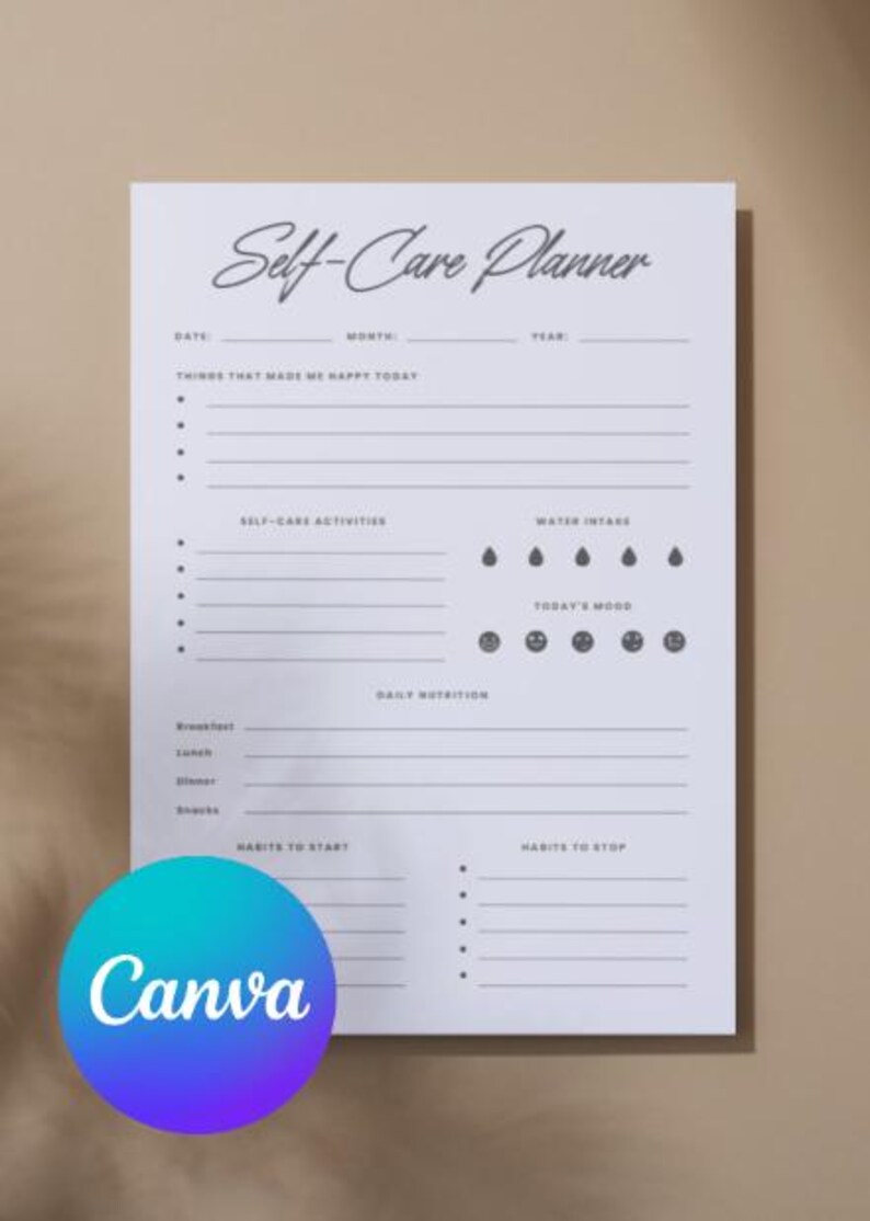 Editable Self Care Planner | Editable on Canva | Professionally ...