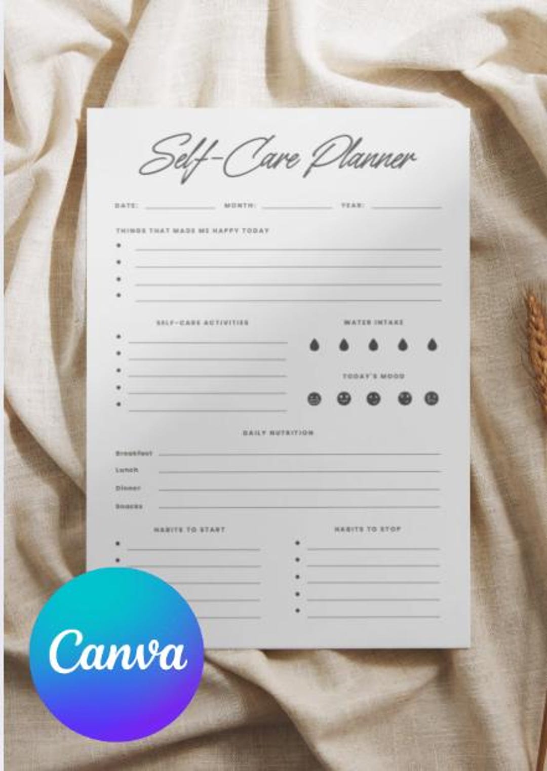Editable Self Care Planner | Editable on Canva | Professionally ...