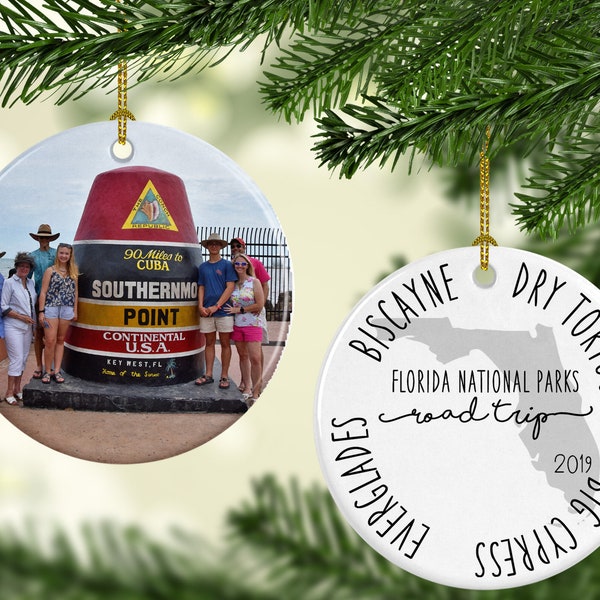 Family Vacation Road Trip Cruise Personalized Porcelain Photo Ornament (Two Sided)