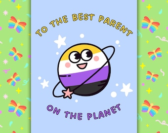 Non-Binary Parent’s Day Card – Best Parent on the Planet – NB Pride Support UK