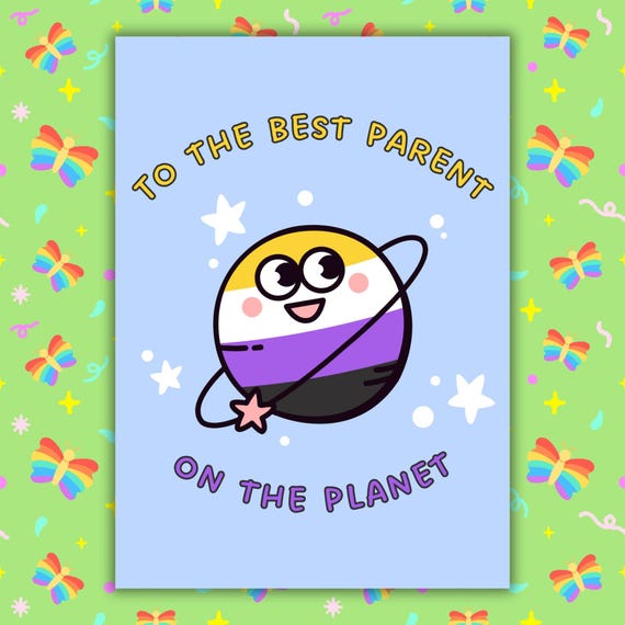 Non-Binary Parent’s Day Card – Best Parent on the Planet – NB Pride Support UK
