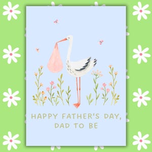 Blivande pappa-kort för fars dag, Första fars dag, Blivande pappa-kort, Present till ny pappa, Söt stork-kort