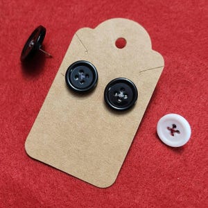 Button Stud Earrings with Thread Customizable