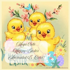 Carina cartolina di Pasqua vintage - E-card di Pasqua / Saluto di Pasqua animato / Biglietto di Pasqua digitale / Download digitale di Buona Pasqua / Regalo di Pasqua