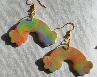 Acidic Rainbows | Handmade Polymer Clay Dangle and Drop Earrings