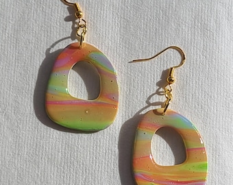 Abstract Rainbow Arches | Handmade Polymer Clay Dangle and Drop Earrings
