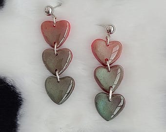 Gothic Ombre Hearts | Handmade Polymer Clay Dangle and Drop Earrings