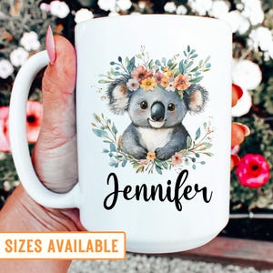 Koala Personalized Mug, Custom Name Coffee Mug, Cute Koala Gift, Koala Art, Gift For Her, Koala Christmas Gift, Animal Gifts
