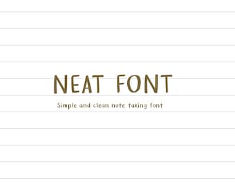 Puede incluir: Una fuente simple y limpia para tomar notas llamada "Neat Font" que se muestra sobre un fondo blanco con papel rayado.