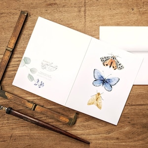 Schmetterling & Motten Karte zu jeder Gelegenheit - Wasserfarben gemalte Schmetterlinge Blanko Karte - Kunstwerk von Alicia's Infinity