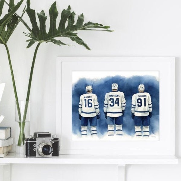 Toronto Maple Leafs Print - Marner, Matthews, Tavares - Watercolour Art by Alicia's Infinity - Father's Day Gift