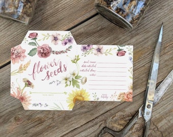 Flower Seed Saving Envelope Instant Digital Download - Printable Watercolour Seed Packet Design