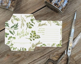 Herb Seed Saving Envelope Instant Digital Download - Printable Watercolour Seed Packet Design