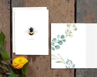 Bumblebee "Any Occasion" Card - Watercolour Painted Bee Blank Notecard - Artwork by Alicia's Infinity