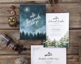 Forest Trees Outdoor Wedding in the Woods - Watercolour Invitations - SAMPLE - Forest Wedding Invitation - Art by Alicia's Infinity